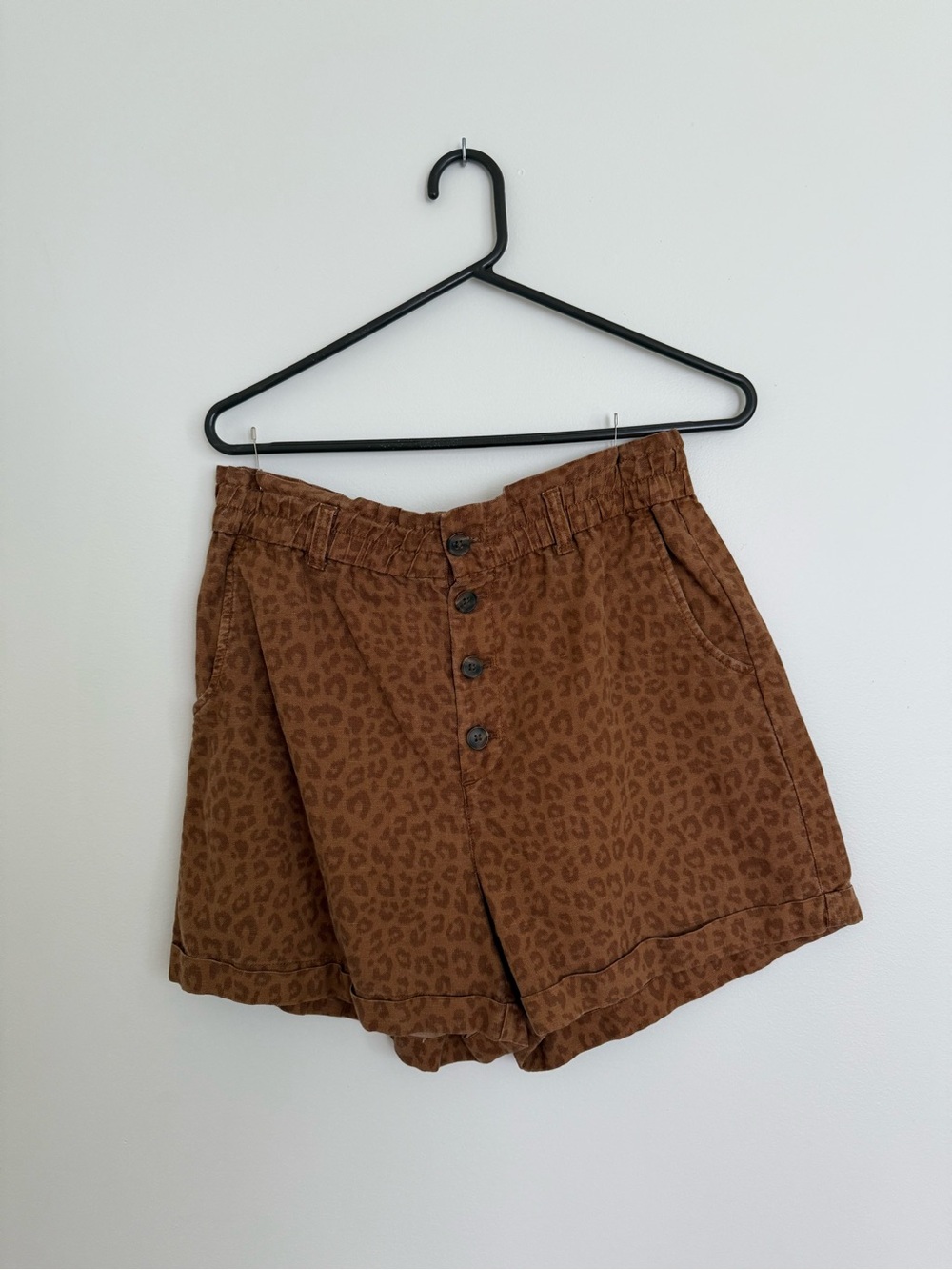 GAP Brown Leopard Print Button-Front Bermuda Shorts